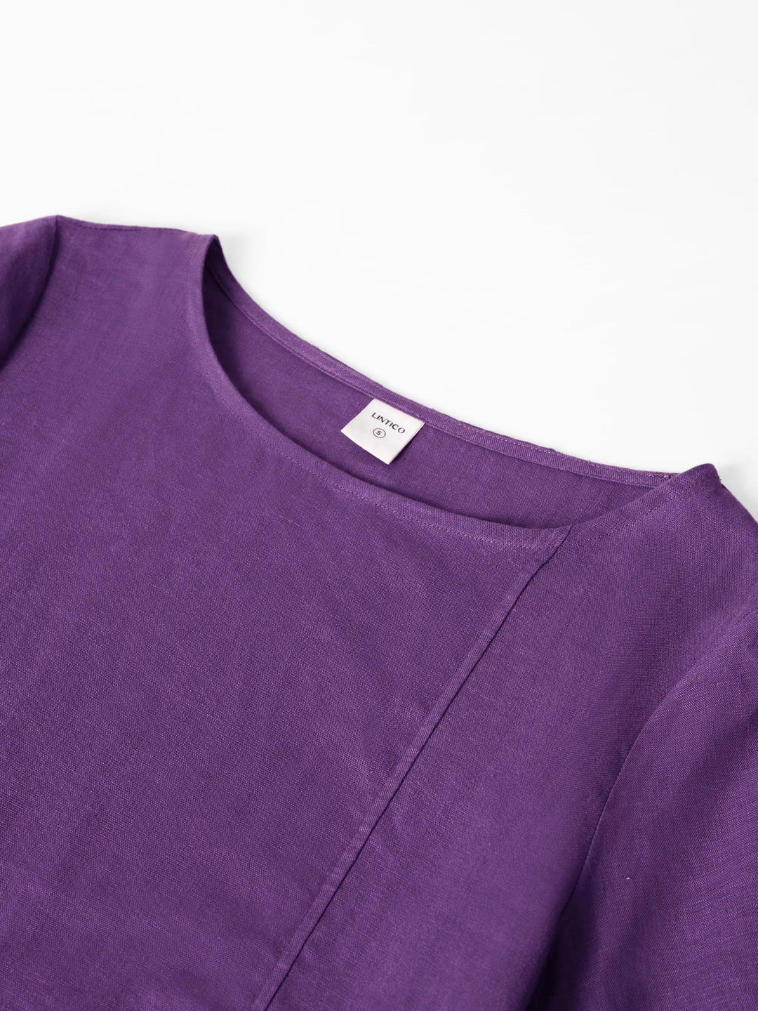 100% Linen Collarless Mid-Length Dress