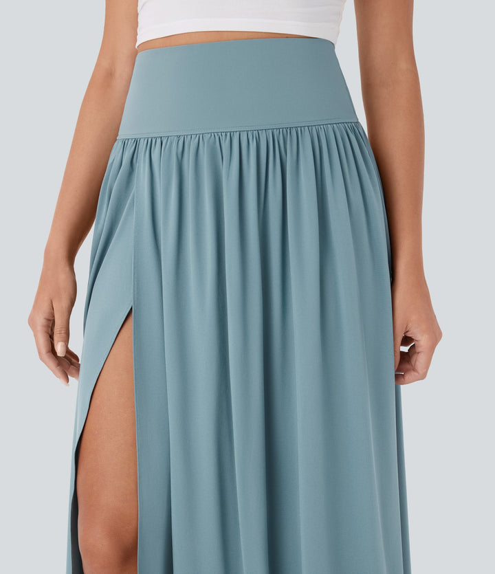 Breezeful High Waisted Tummy Control 2-in-1 Flowy Quick Dry Maxi Skirt