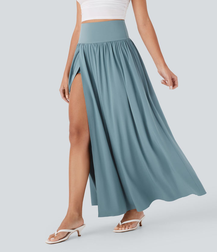 Breezeful High Waisted Tummy Control 2-in-1 Flowy Quick Dry Maxi Skirt