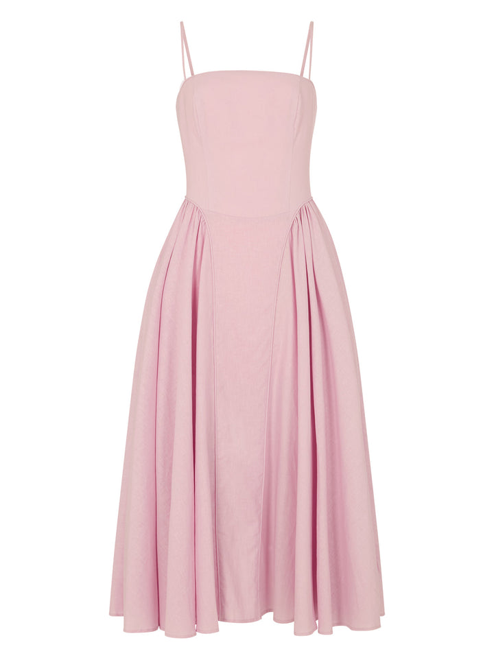 Alberta Pink Cotton Linen Dress