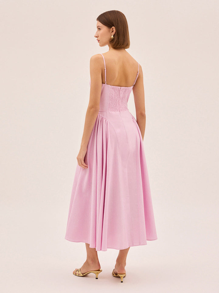 Alberta Pink Cotton Linen Dress