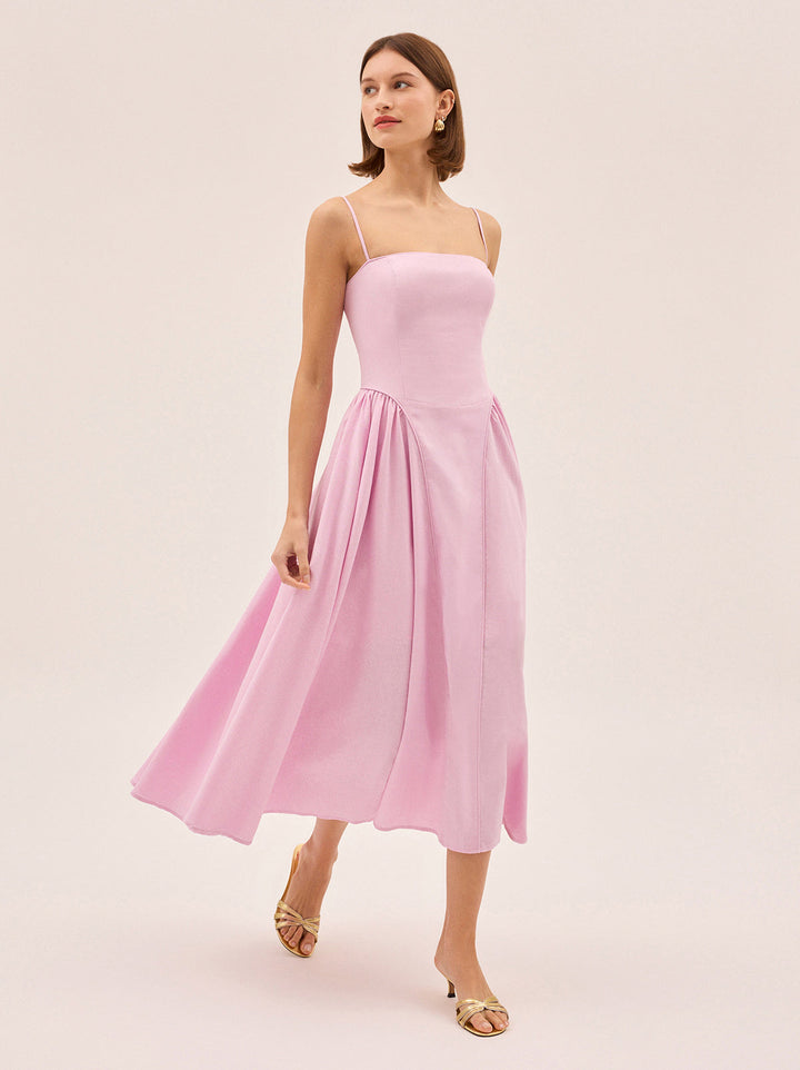 Alberta Pink Cotton Linen Dress