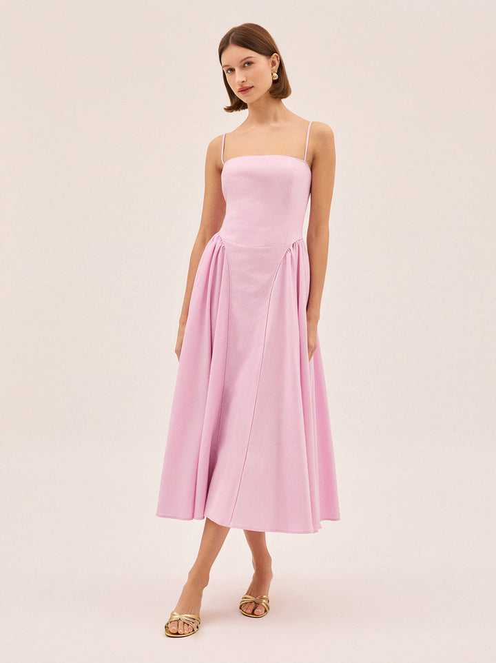Alberta Pink Cotton Linen Dress