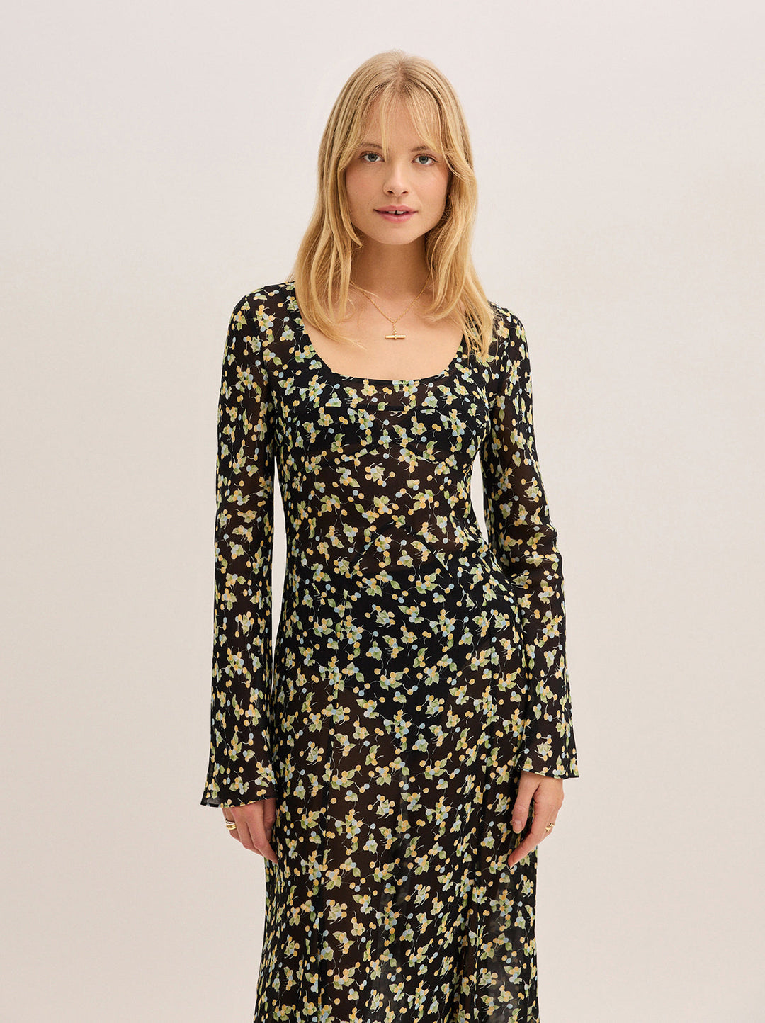 Alessia Black Cherry Print Maxi Dress