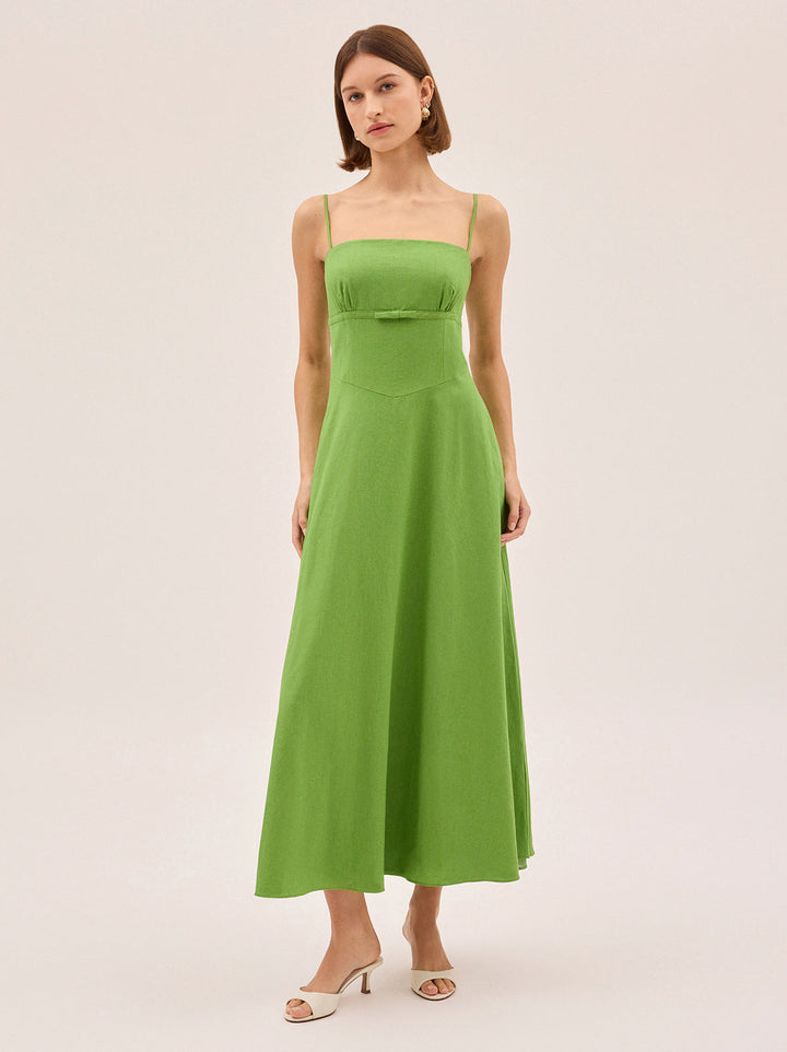 Ally Meadow Green Cotton Linen Dress