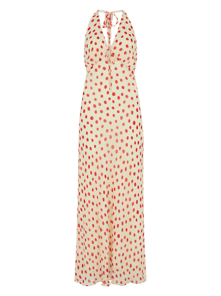 Amalia Red Polka Dot Halterneck Dress