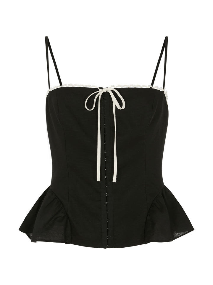 Andrea Black Linen Blend Top