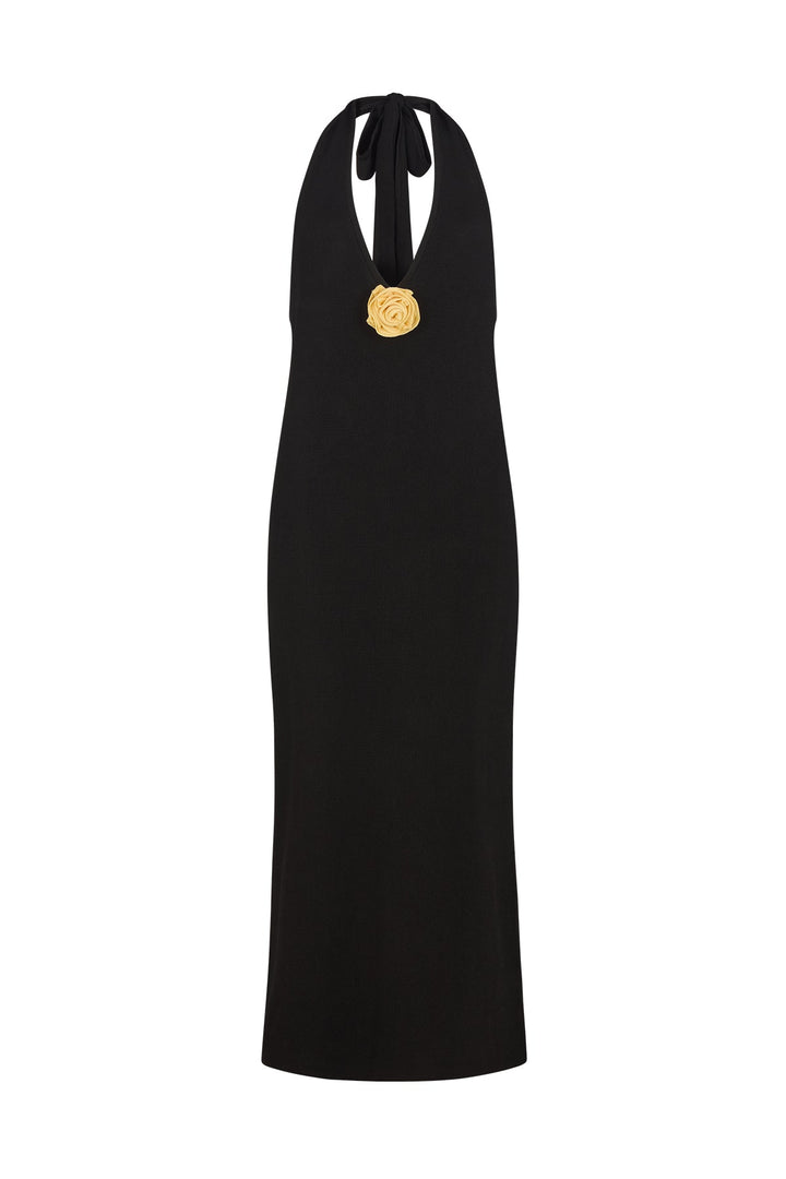 Anissa Black Knit Halter Dress