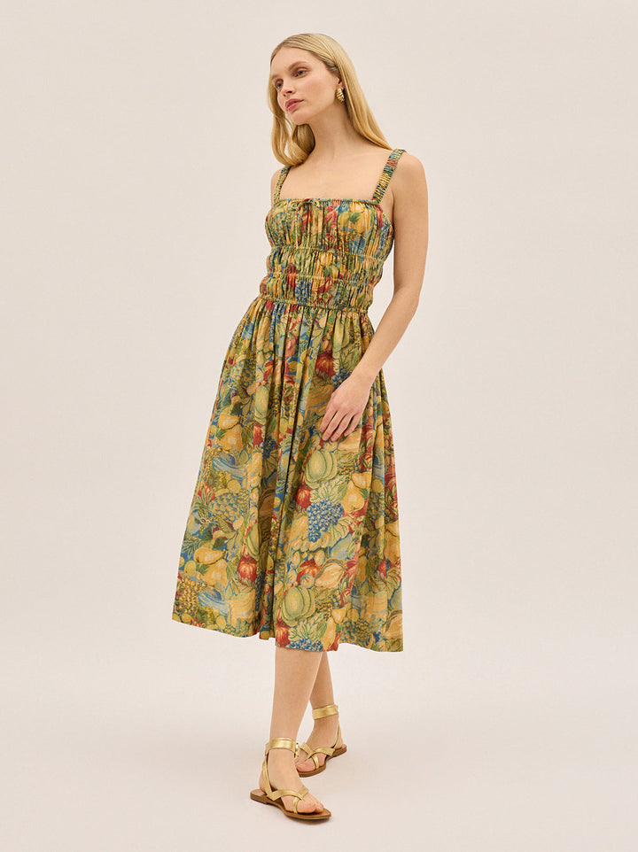 Arya Fruit Print Linen Blend Dress