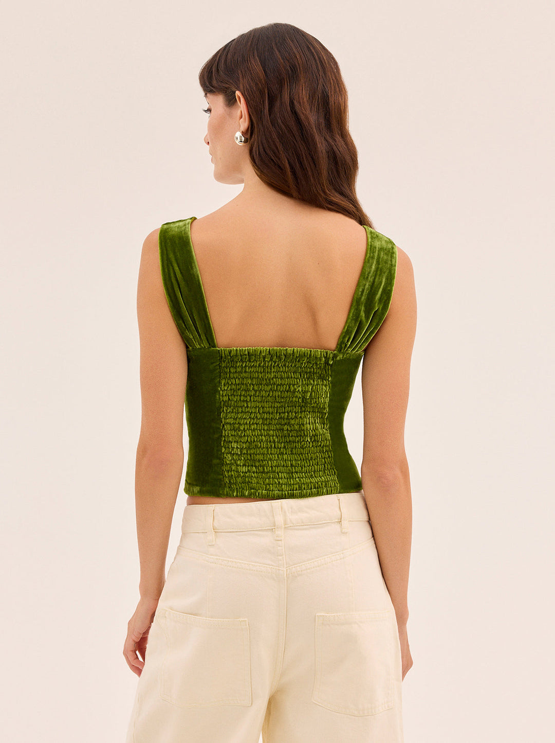 Beata Olive Velvet Top