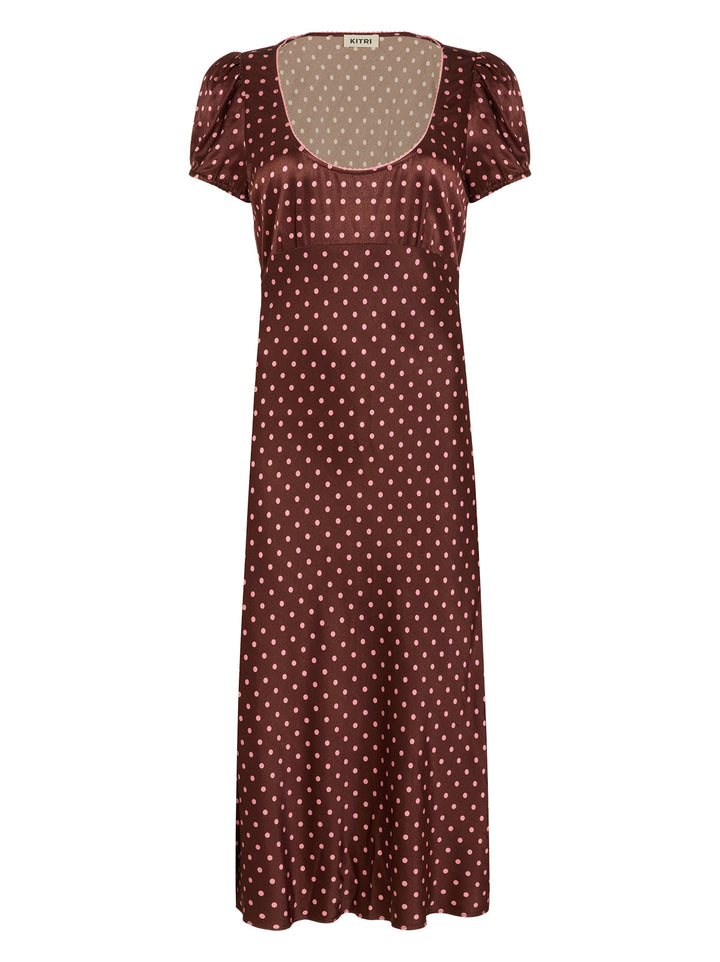 Briar Brown Pin Dot Print Dress