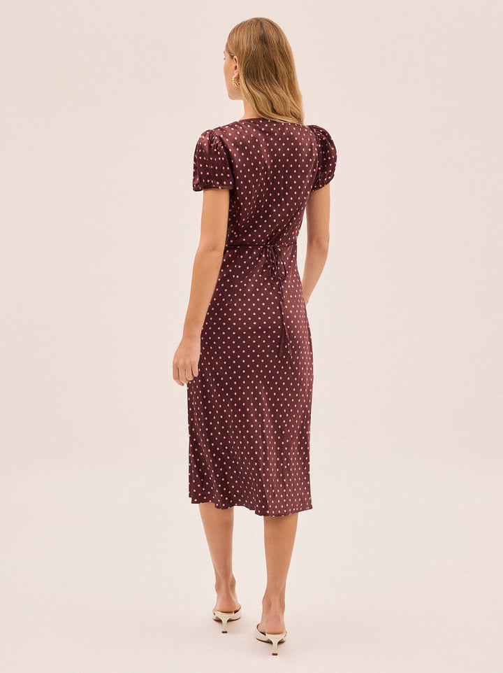 Briar Brown Pin Dot Print Dress