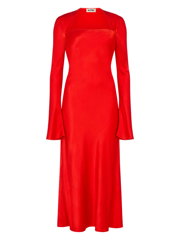 Camille Red Satin Dress