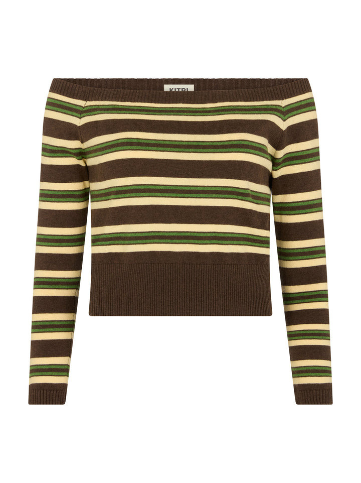 Cassia Striped Bardot Knit Jumper