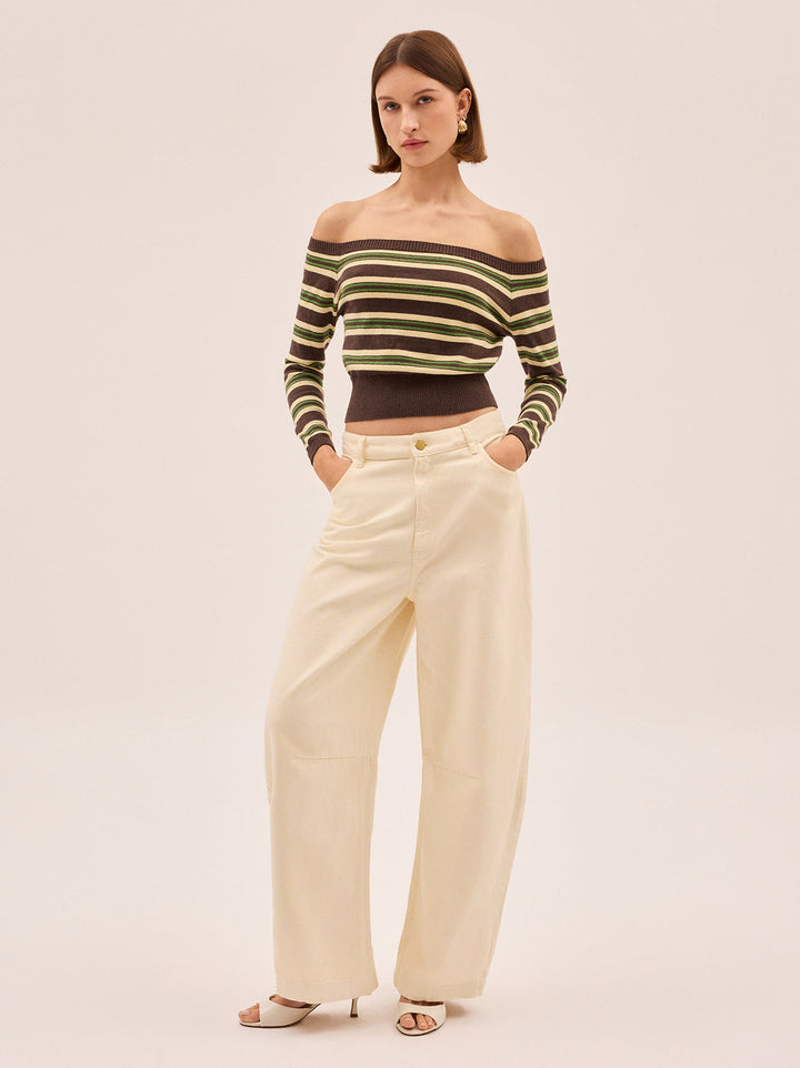 Cassia Striped Bardot Knit Jumper