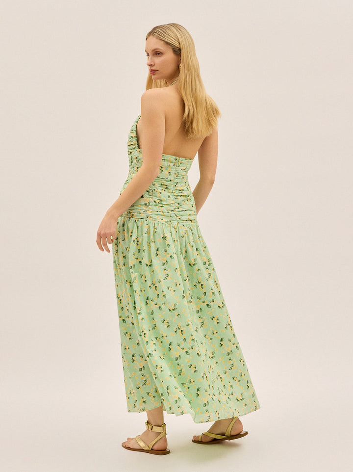 Cynthia Green Cherry Print Halterneck Dress
