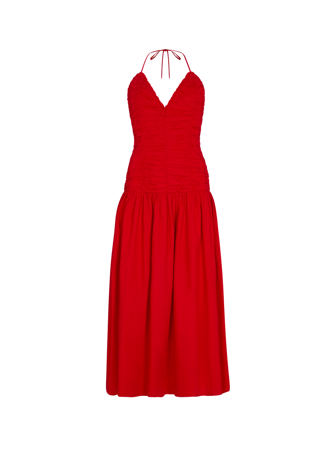 Cynthia Red Cotton Halterneck Dress