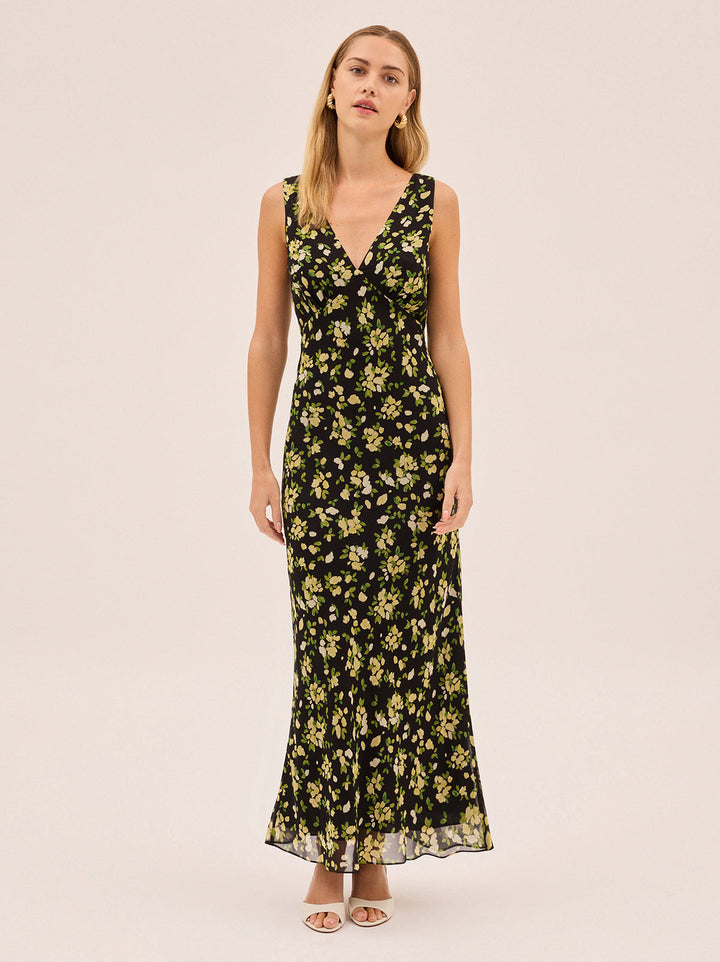 Danna Black Petal Print Dress