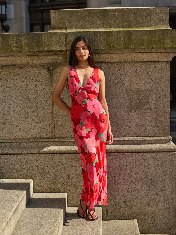 Danna Pink Watercolour Floral Print Dress