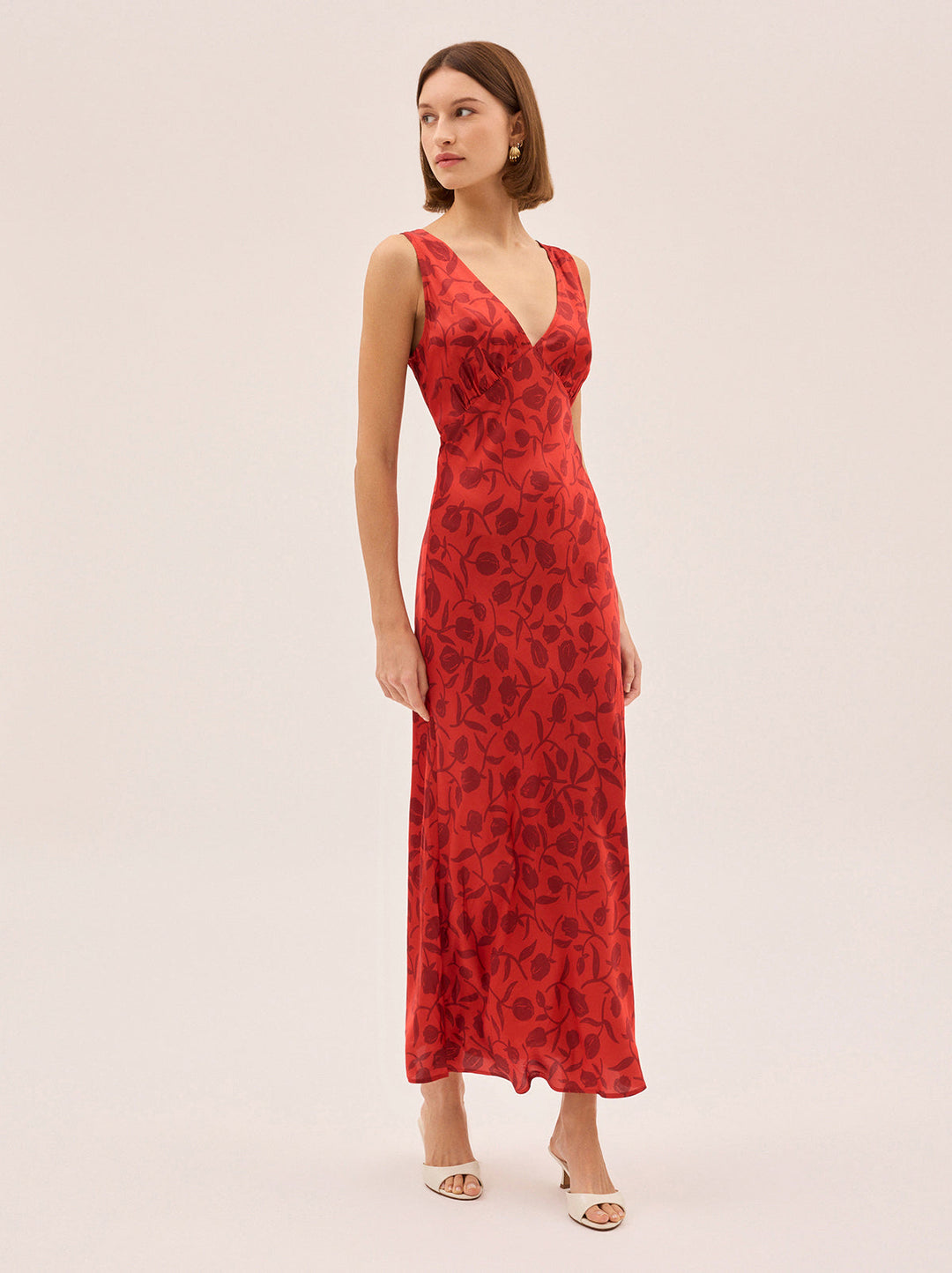 Danna Red Tulip Print Dress