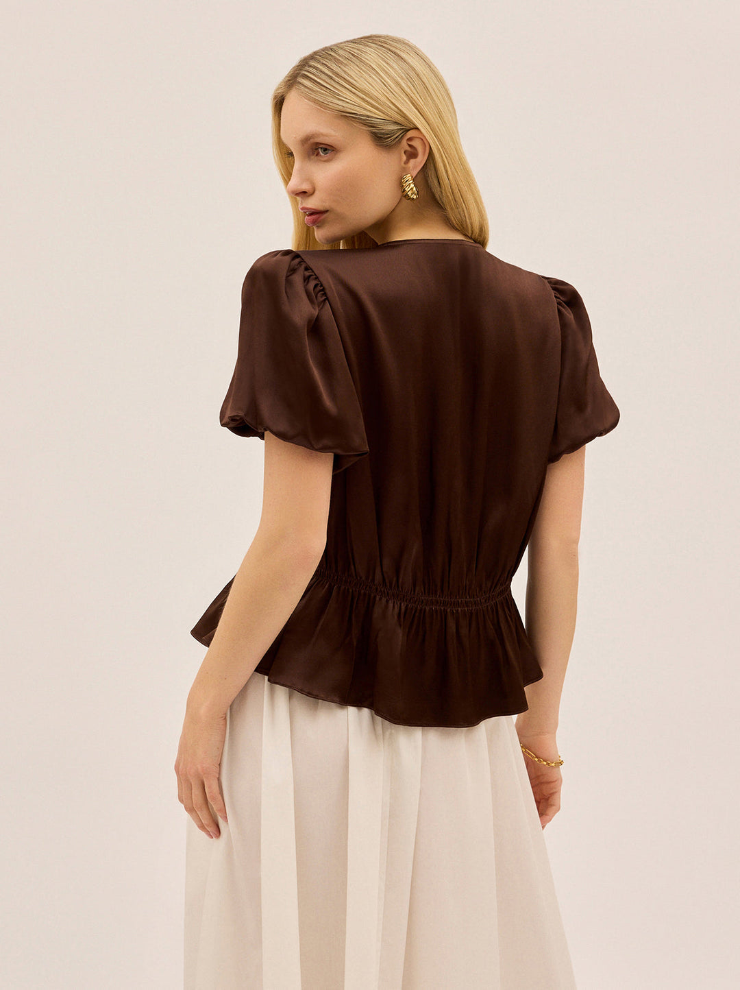 Emma Chocolate Satin Top
