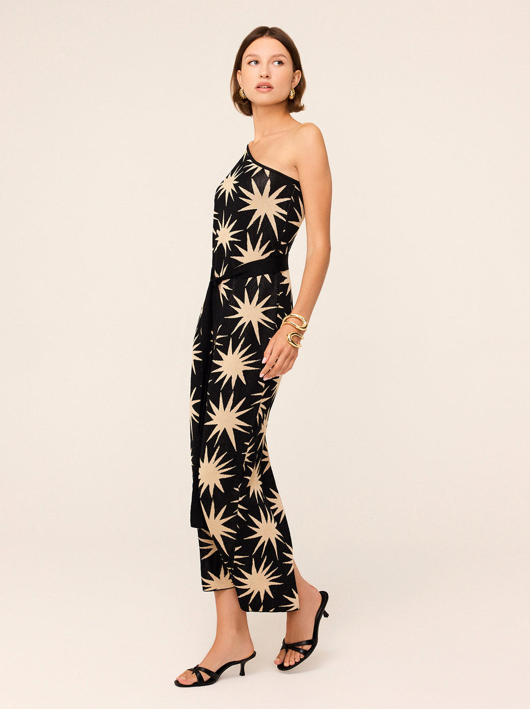 Esme Star Lurex One Shoulder Knit Dress