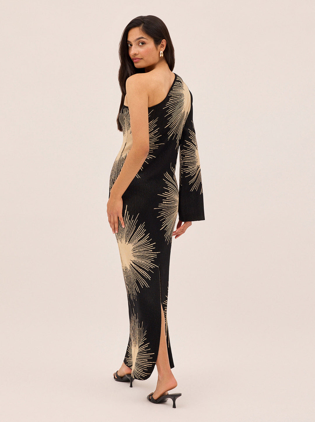Esme Sunburst Lurex One Shoulder Dress
