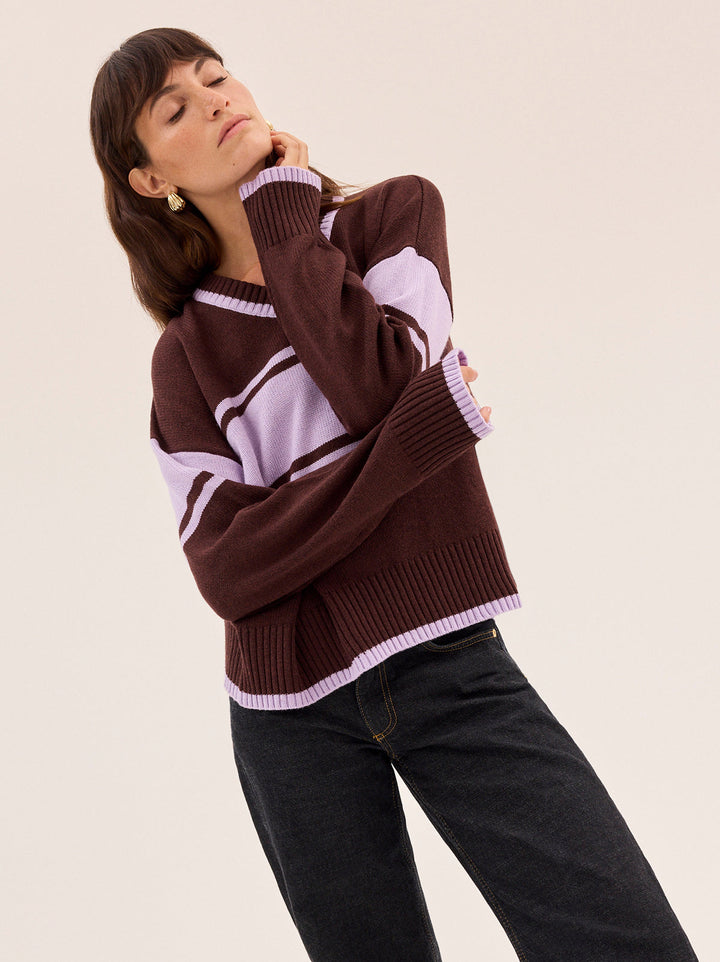 Everly V-Neck Striped Jumper