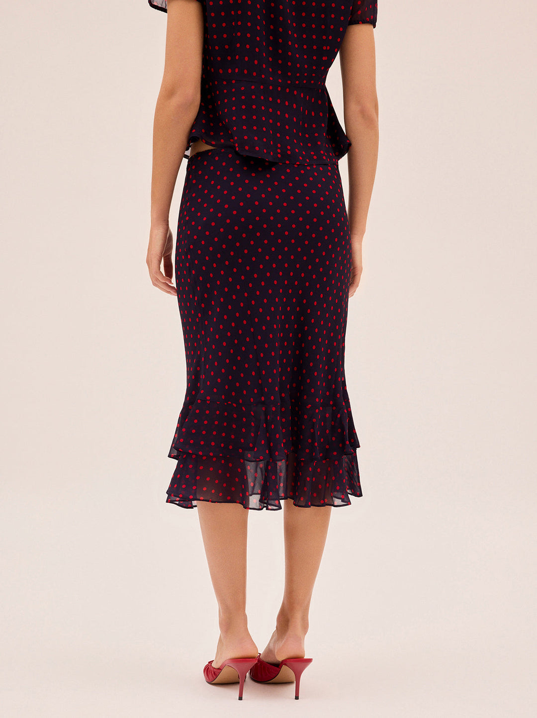 Freya Navy Pin Dot Print Skirt