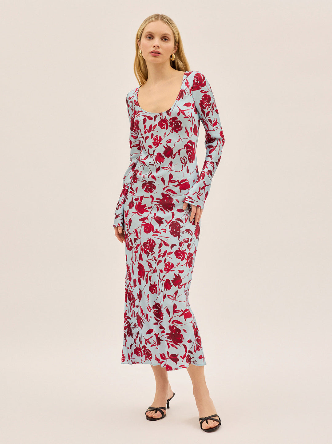 Gia Blue Rose Print Dress