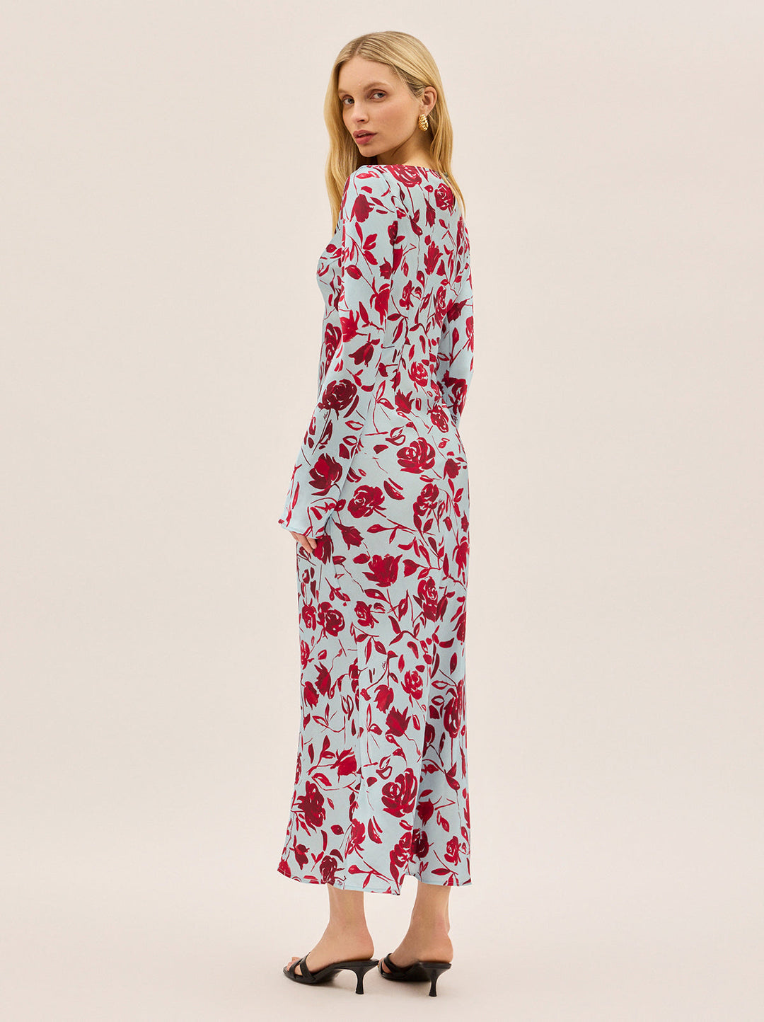 Gia Blue Rose Print Dress