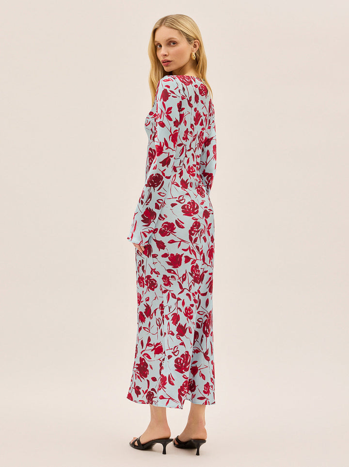 Gia Blue Rose Print Dress
