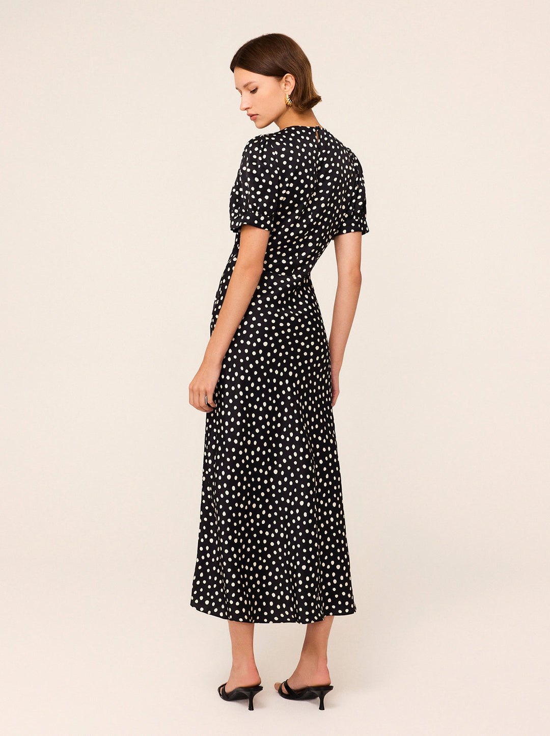 Gwendolyn Black Polka Dot Print Dress