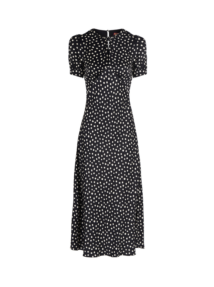 Gwendolyn Black Polka Dot Print Dress