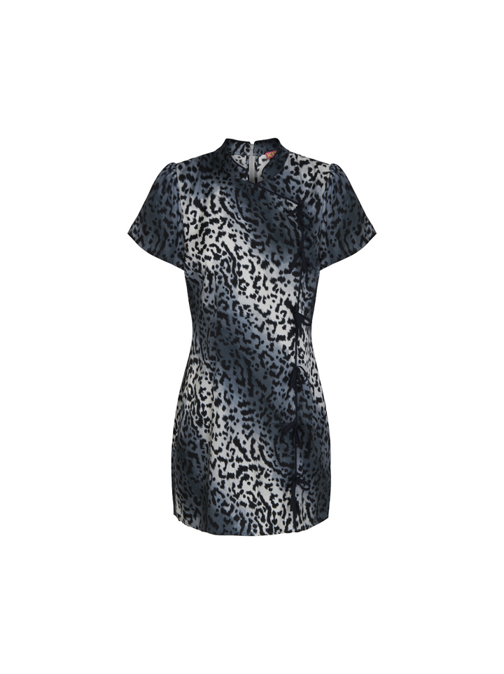 Harlow Snow Leopard Print Mini Dress