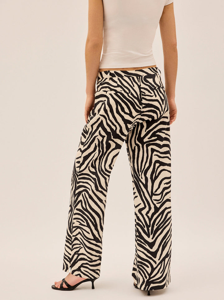 Helena Zebra Print Low Rise Tailored Trousers