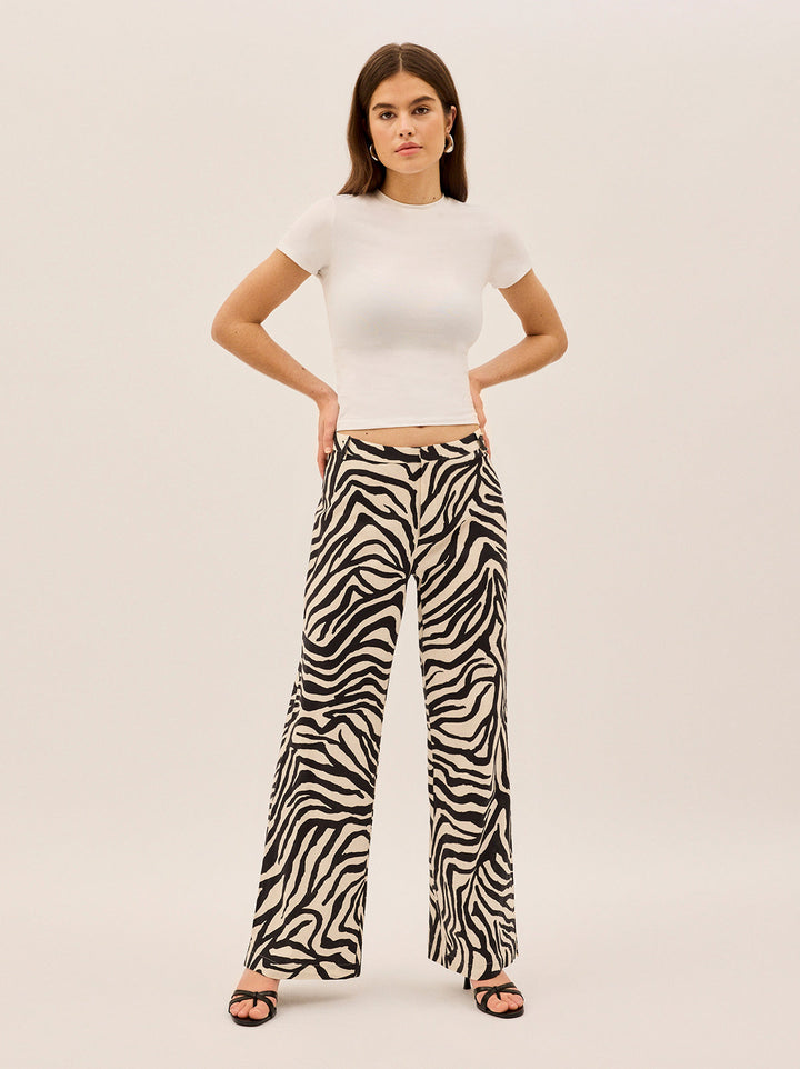 Helena Zebra Print Low Rise Tailored Trousers
