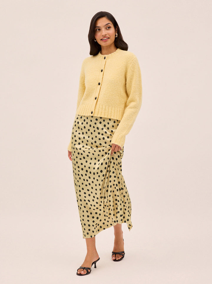 Isla Light Yellow Bouclé Knit Cardigan