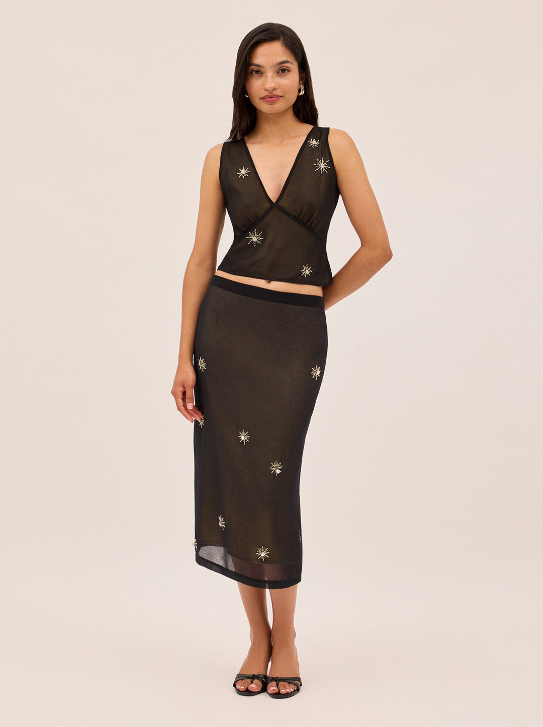 Jacqueline Black Embellished Skirt