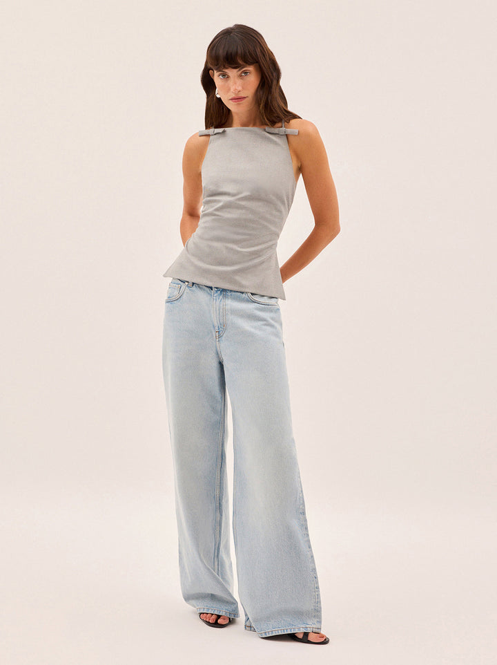 Josie Grey Tie Back Top