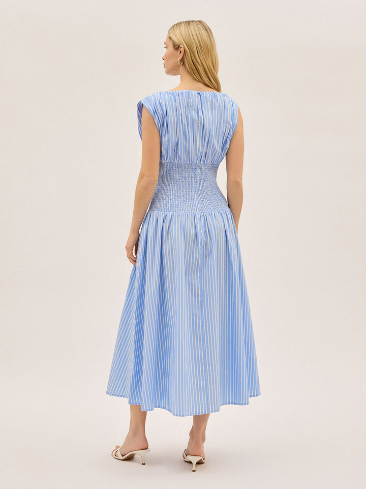Julia Blue Striped Cotton Dress