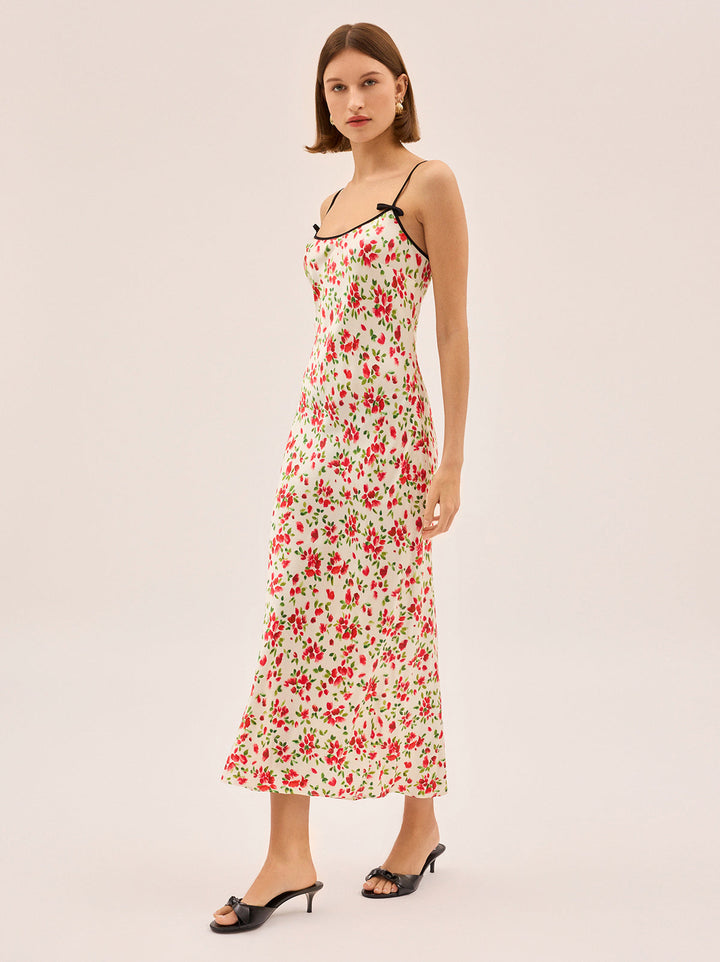 Karla Red Petal Print Dress