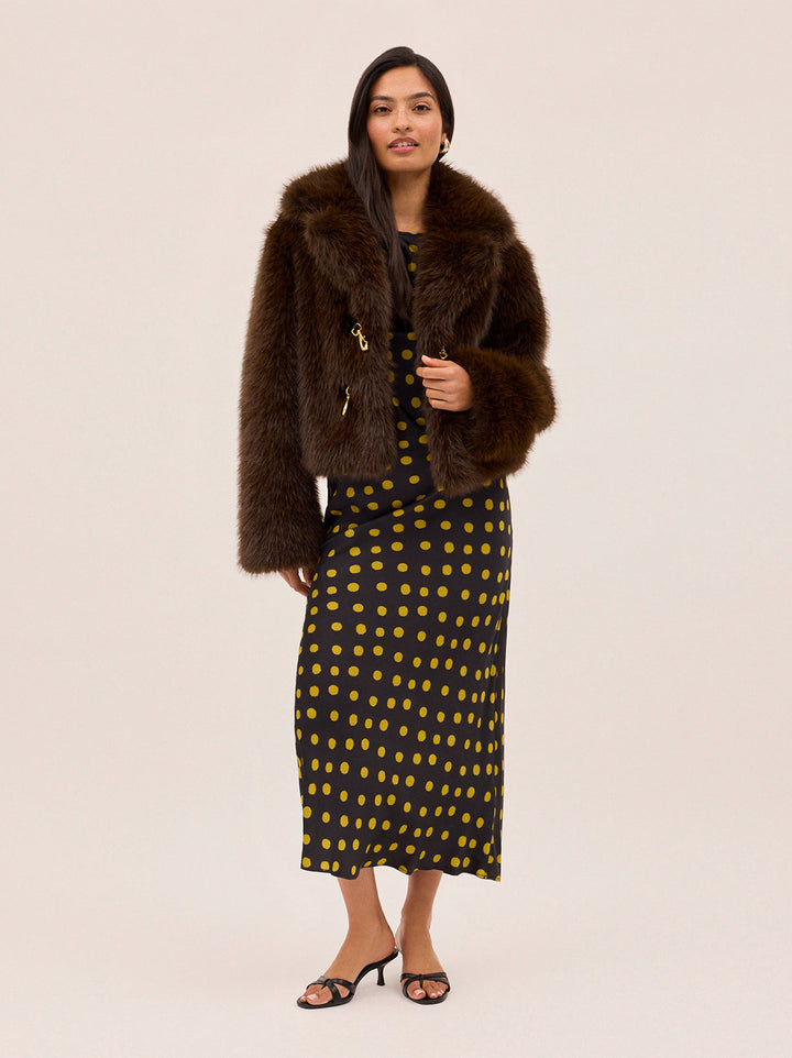 Keira Black Polka Dot Satin Dress