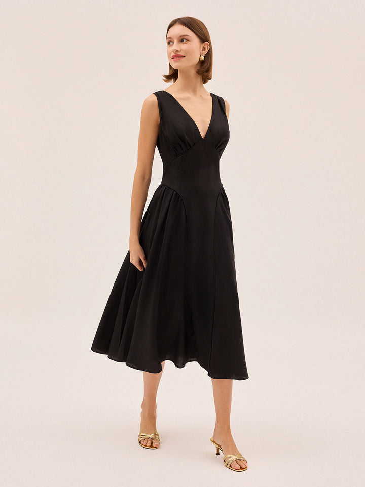 Laura Black Linen Blend Dress