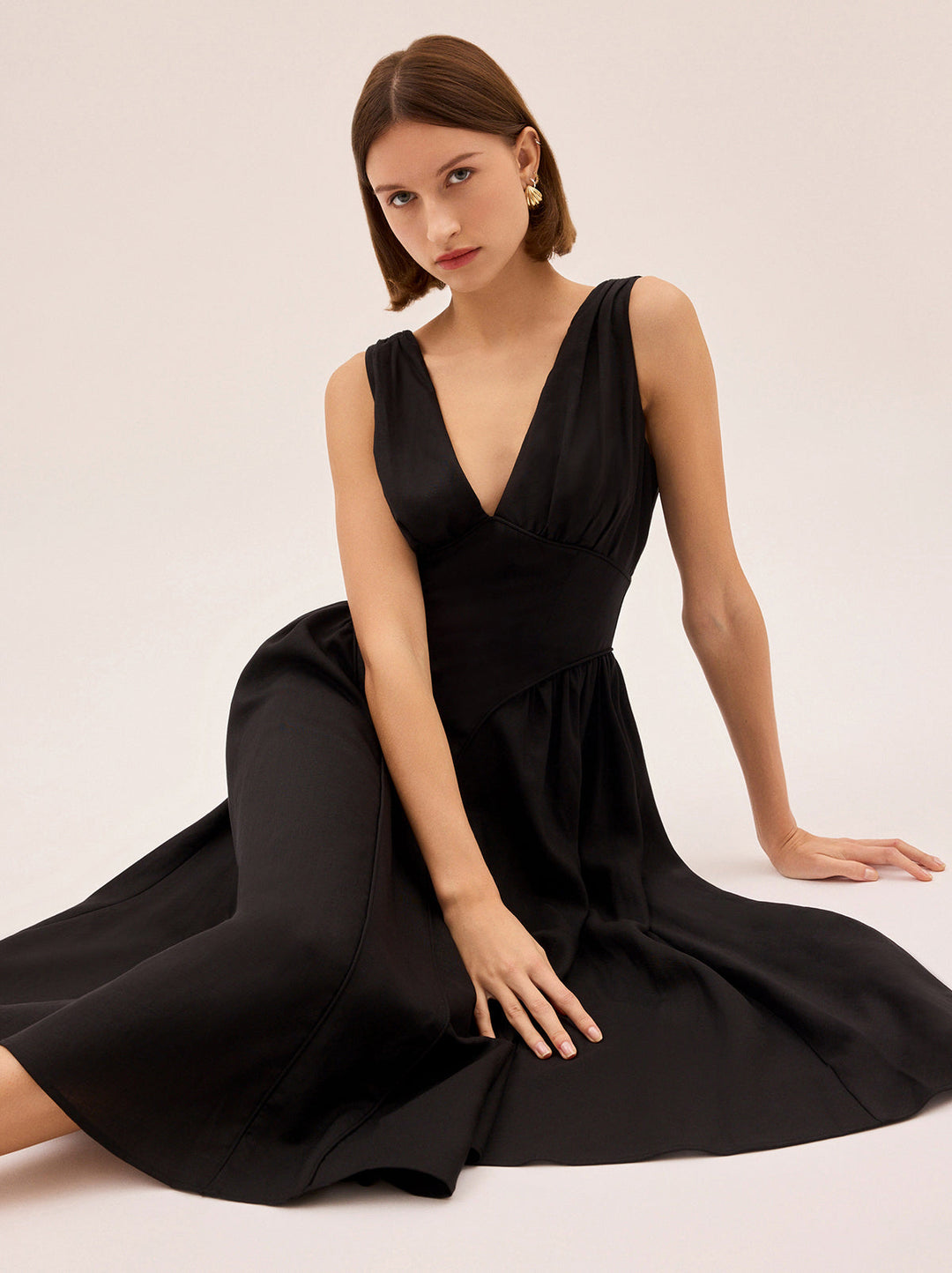 Laura Black Linen Blend Dress