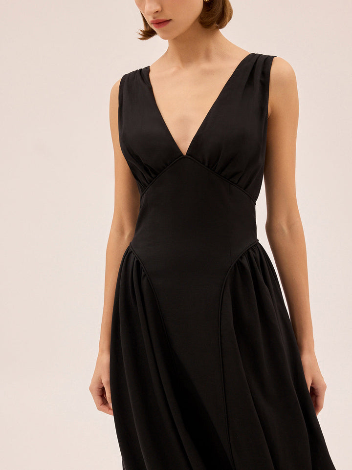 Laura Black Linen Blend Dress