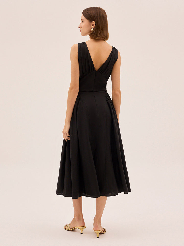 Laura Black Linen Blend Dress