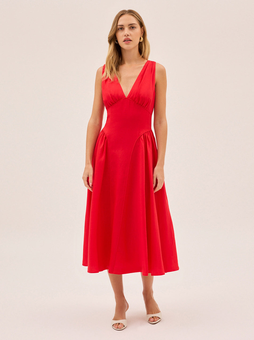Laura Red Linen Blend Dress