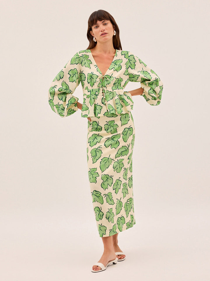 Laurel Green Vine Leaf Skirt