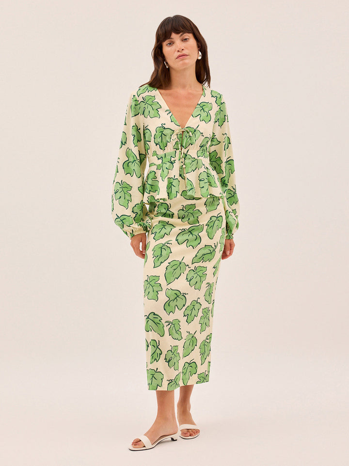 Laurel Green Vine Leaf Skirt